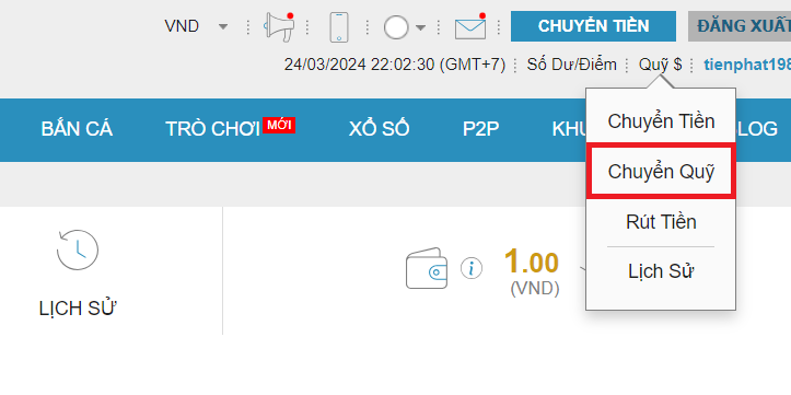 Thao tac chuyen quy tai W88