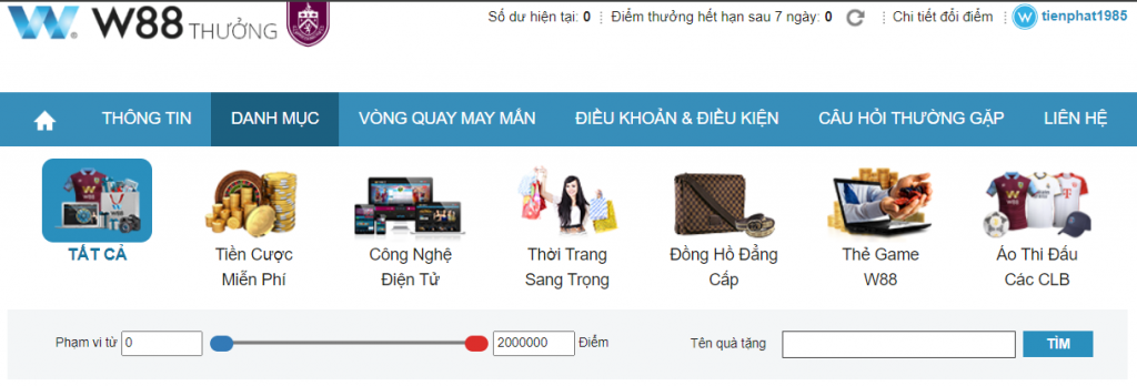 Thong tin ve CLB diem thuong W88