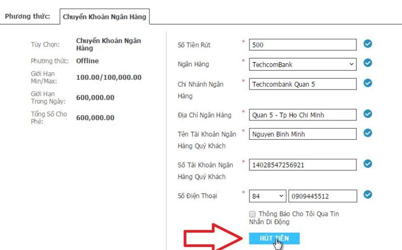 Thao tác rút tiền về ngân hàng tại W88 Thao tac rut tien ve ngan hang tai W88
